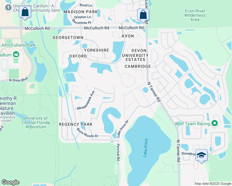 map of restaurants, bars, coffee shops, grocery stores, and more near 4417 King Edward Drive in Orlando