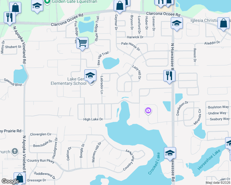 map of restaurants, bars, coffee shops, grocery stores, and more near 7012 Ochopee Court in Orlando