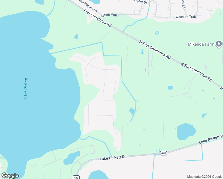 map of restaurants, bars, coffee shops, grocery stores, and more near 4910 Fort Christmas Road in Christmas