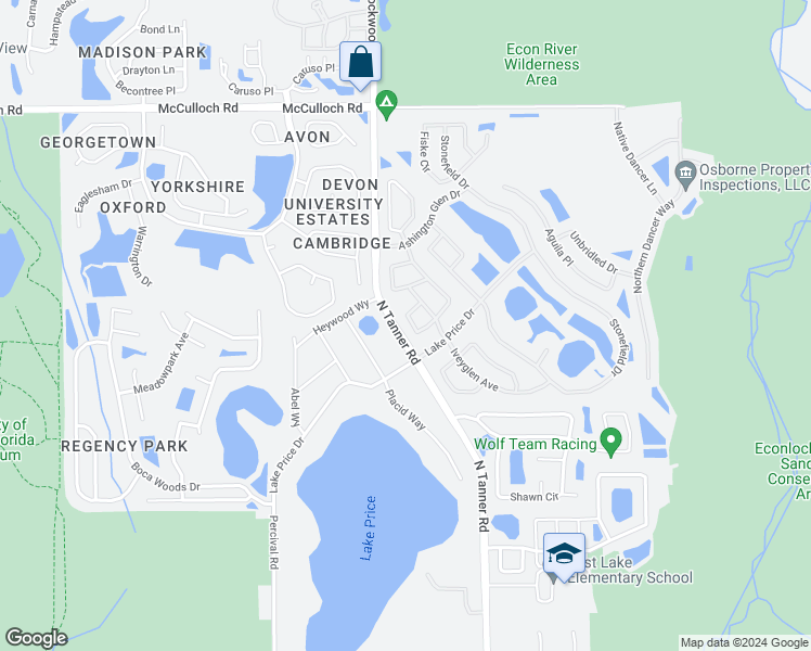 map of restaurants, bars, coffee shops, grocery stores, and more near 14530 Greydale Circle in Orlando