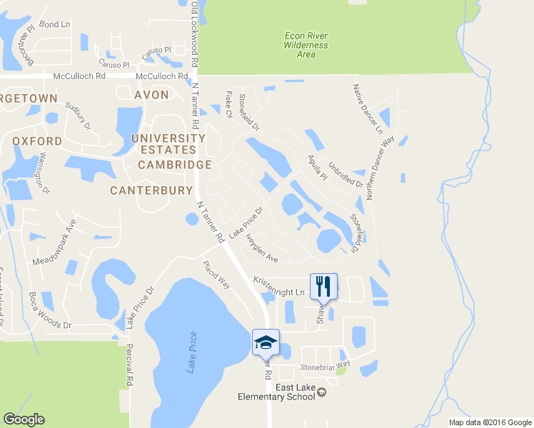 map of restaurants, bars, coffee shops, grocery stores, and more near 4231 Stonefield Drive in Orlando