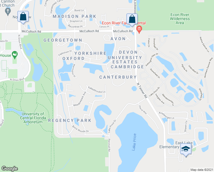 map of restaurants, bars, coffee shops, grocery stores, and more near 4447 King Edward Drive in Orlando