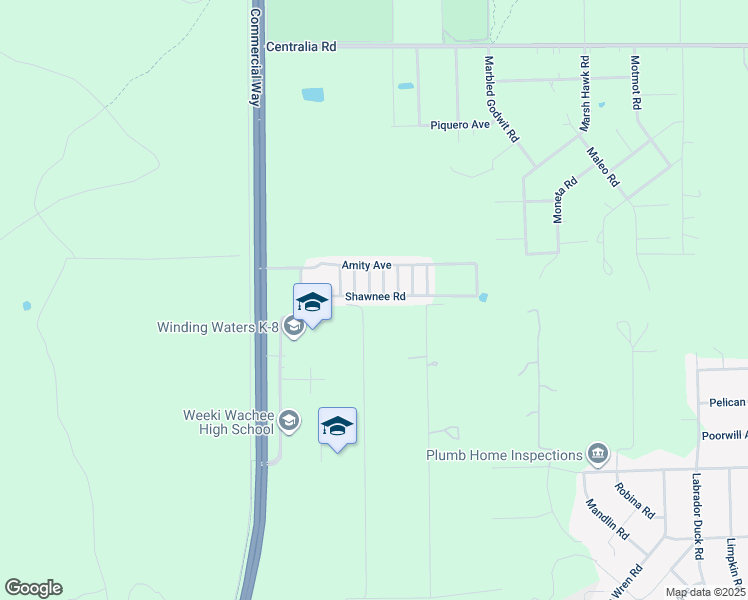 map of restaurants, bars, coffee shops, grocery stores, and more near 10460 Shawnee Road in Brooksville