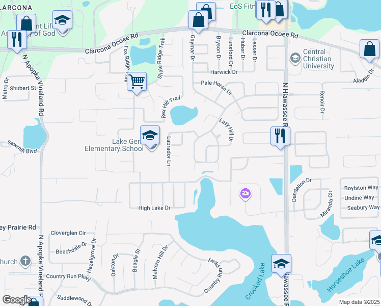 map of restaurants, bars, coffee shops, grocery stores, and more near 7328 Woodworth Way in Orlando