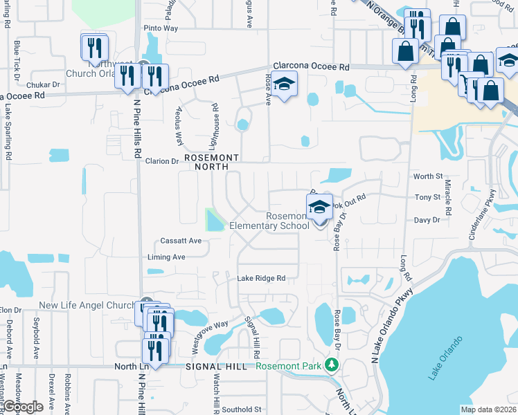 map of restaurants, bars, coffee shops, grocery stores, and more near 5067 Stone Harbour Road in Orlando