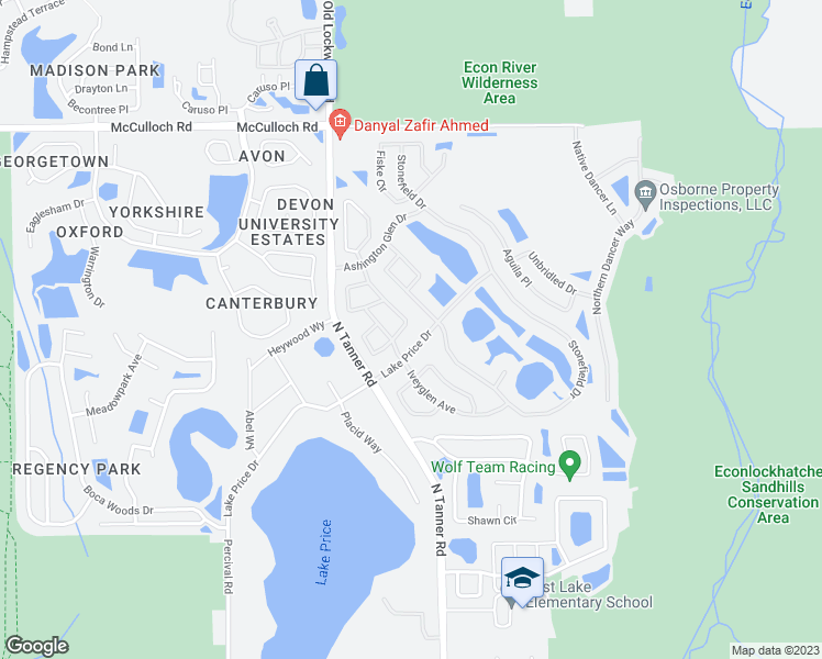 map of restaurants, bars, coffee shops, grocery stores, and more near 4319 Pembridge Avenue in Orlando