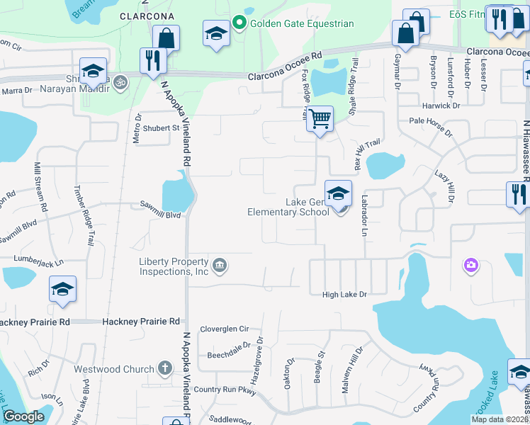 map of restaurants, bars, coffee shops, grocery stores, and more near 7873 Tanbier Drive in Orlando