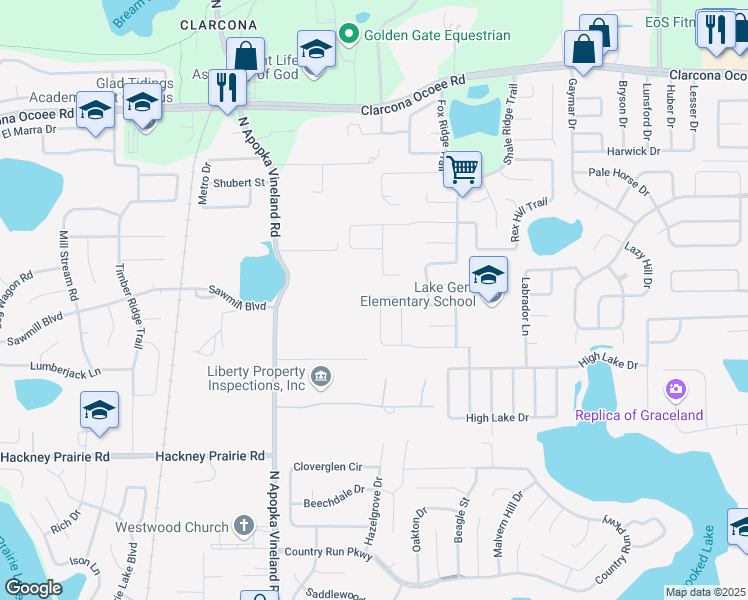 map of restaurants, bars, coffee shops, grocery stores, and more near 7873 Tanbier Drive in Orlando