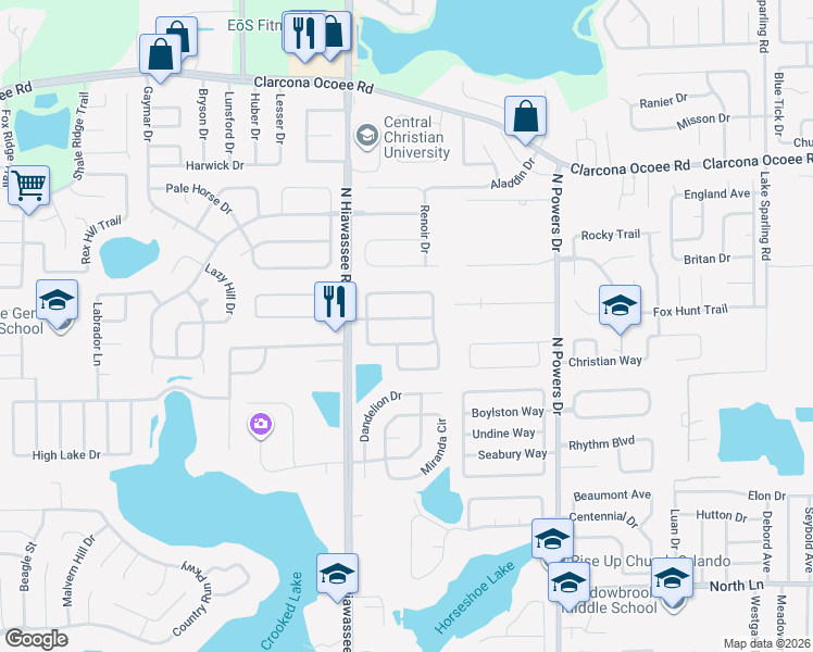 map of restaurants, bars, coffee shops, grocery stores, and more near 6829 Thousand Oaks Road in Orlando