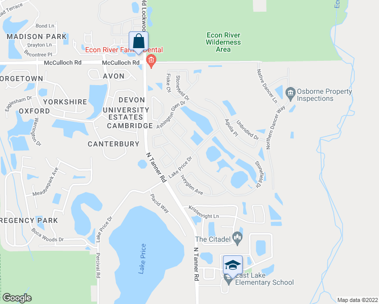 map of restaurants, bars, coffee shops, grocery stores, and more near 4310 Stonefield Drive in Orlando