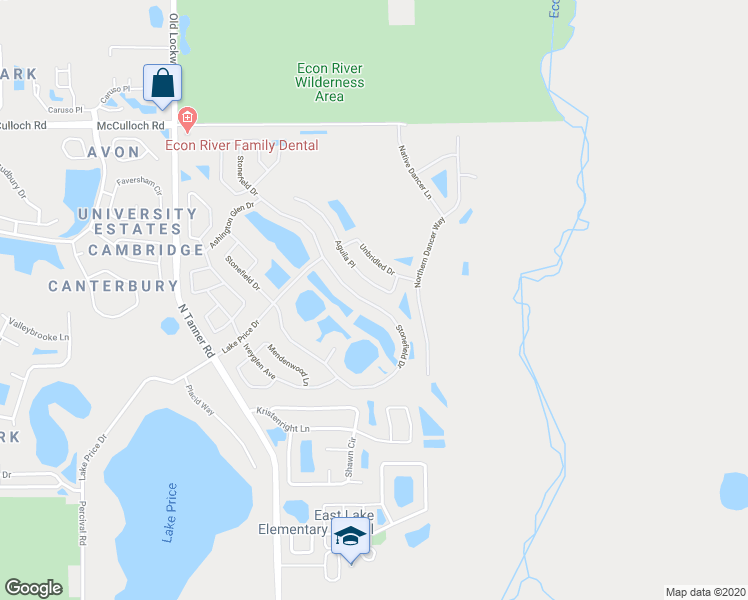 map of restaurants, bars, coffee shops, grocery stores, and more near 3916 Stonefield Drive in Orlando