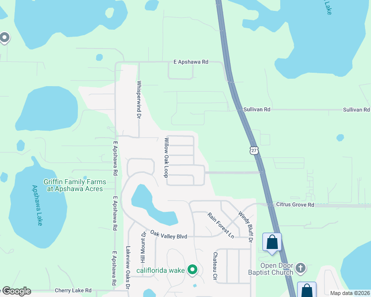 map of restaurants, bars, coffee shops, grocery stores, and more near 1006 Willow Oak Loop in Minneola