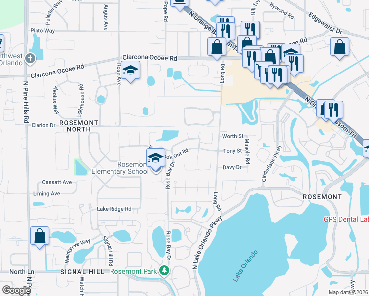 map of restaurants, bars, coffee shops, grocery stores, and more near 4553 Heritage Oak Drive in Orlando