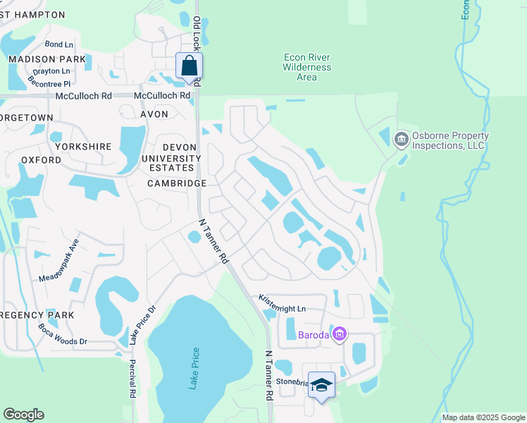map of restaurants, bars, coffee shops, grocery stores, and more near 4409 Stonemeadow Drive in Orlando