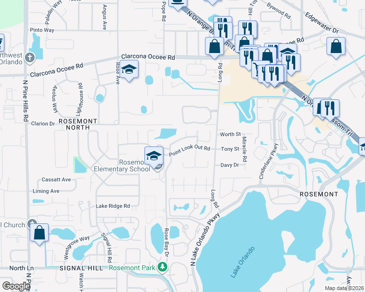 map of restaurants, bars, coffee shops, grocery stores, and more near 4553 Heritage Oak Drive in Orlando