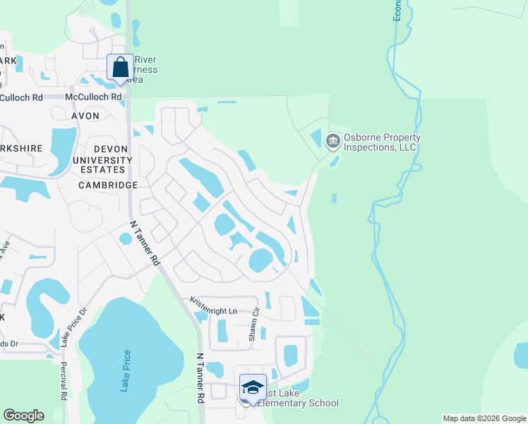 map of restaurants, bars, coffee shops, grocery stores, and more near 4613 Aguila Place in Orlando