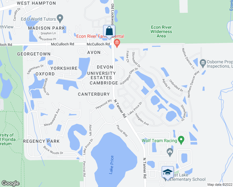 map of restaurants, bars, coffee shops, grocery stores, and more near 14532 Lycastle Circle in Orlando