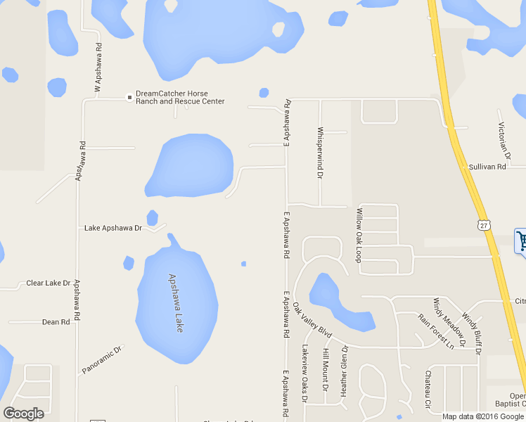 map of restaurants, bars, coffee shops, grocery stores, and more near 17805 East Apshawa Road in Minneola