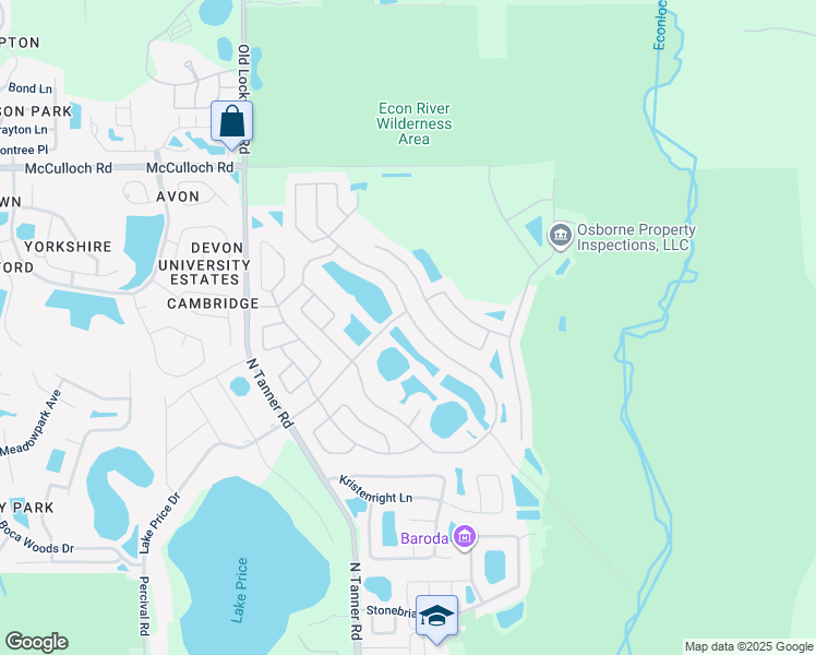 map of restaurants, bars, coffee shops, grocery stores, and more near 3809 Stonefield Drive in Orlando