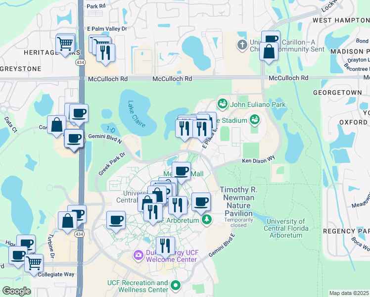 map of restaurants, bars, coffee shops, grocery stores, and more near 4202 West Plaza Drive in Orlando