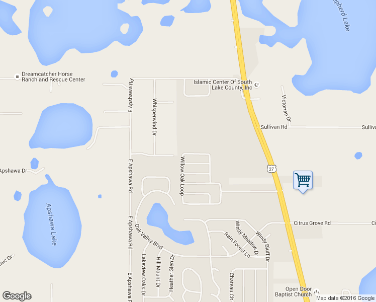 map of restaurants, bars, coffee shops, grocery stores, and more near 906 Willow Oak Loop in Minneola