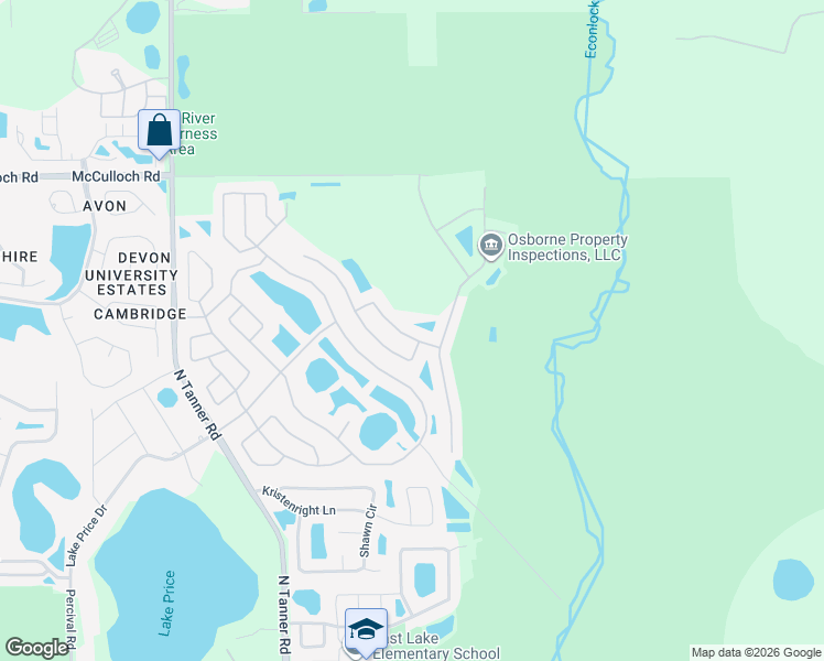 map of restaurants, bars, coffee shops, grocery stores, and more near 14643 Unbridled Drive in Orlando