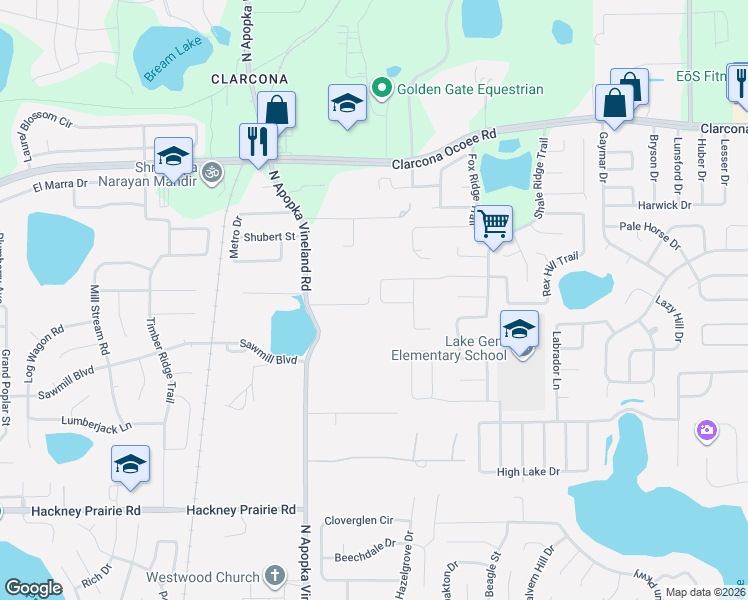 map of restaurants, bars, coffee shops, grocery stores, and more near 7868 Rex Hill Trail in Orlando