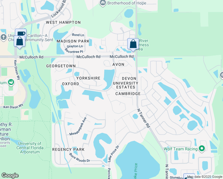 map of restaurants, bars, coffee shops, grocery stores, and more near 14800 Bonnybridge Drive in Orlando