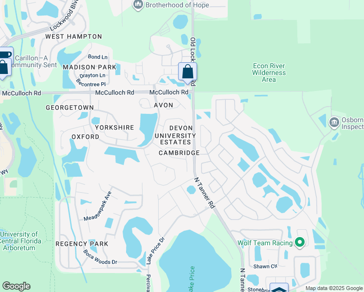 map of restaurants, bars, coffee shops, grocery stores, and more near 14845 Oldham Drive in Orlando