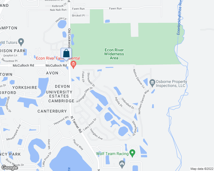 map of restaurants, bars, coffee shops, grocery stores, and more near 4855 Aguila Place in Orlando