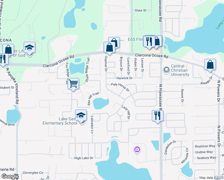 map of restaurants, bars, coffee shops, grocery stores, and more near 5325 Gaymar Drive in Orlando