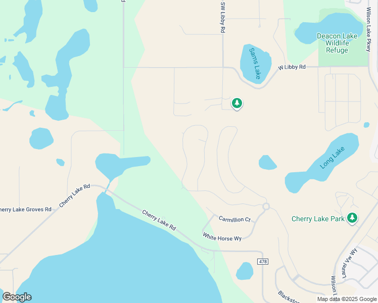 map of restaurants, bars, coffee shops, grocery stores, and more near 18240 Wind Crest Lane in Groveland