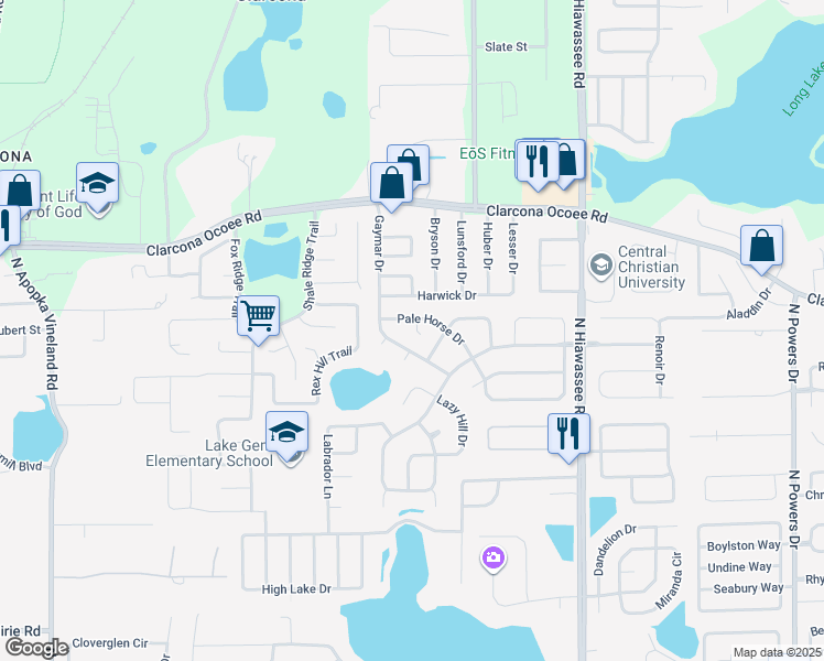 map of restaurants, bars, coffee shops, grocery stores, and more near 5325 Gaymar Drive in Orlando