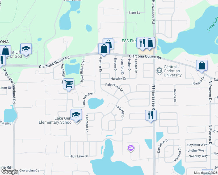 map of restaurants, bars, coffee shops, grocery stores, and more near 5325 Gaymar Drive in Orlando