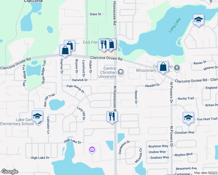 map of restaurants, bars, coffee shops, grocery stores, and more near 5324 Broken Pine Circle in Orlando