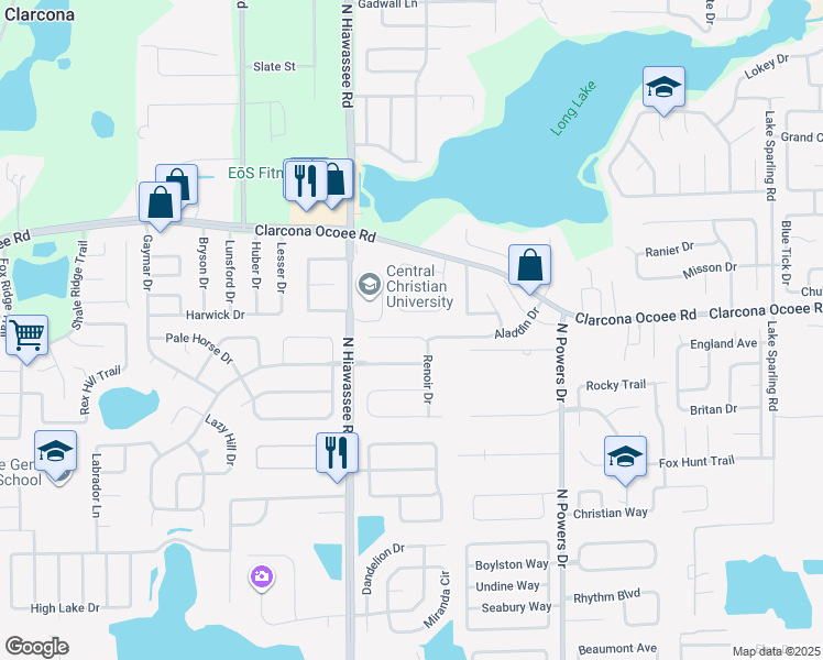 map of restaurants, bars, coffee shops, grocery stores, and more near 5591 Breckenridge Circle in Orlando