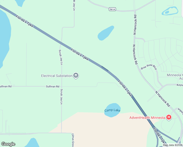 map of restaurants, bars, coffee shops, grocery stores, and more near 13415 Sullivan Road in Minneola