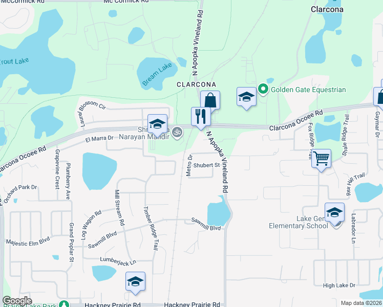 map of restaurants, bars, coffee shops, grocery stores, and more near 6500 Metro Drive in Orlando