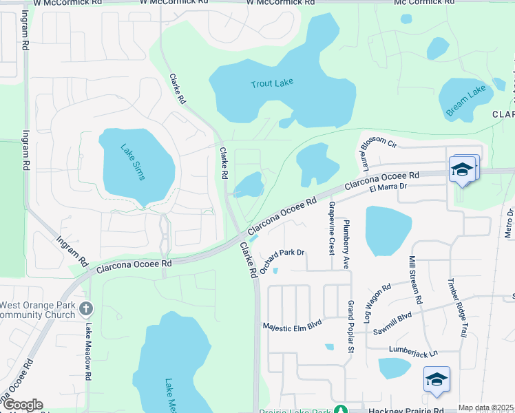 map of restaurants, bars, coffee shops, grocery stores, and more near 3187 Timber Hawk Circle in Ocoee