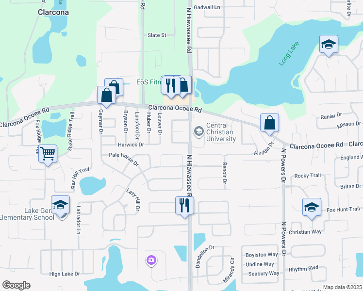 map of restaurants, bars, coffee shops, grocery stores, and more near 7016 Watseka Avenue in Orlando