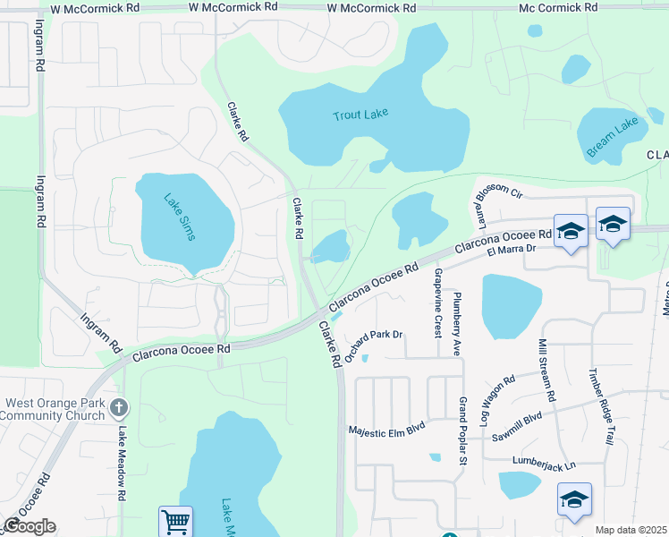 map of restaurants, bars, coffee shops, grocery stores, and more near 3187 Timber Hawk Circle in Ocoee