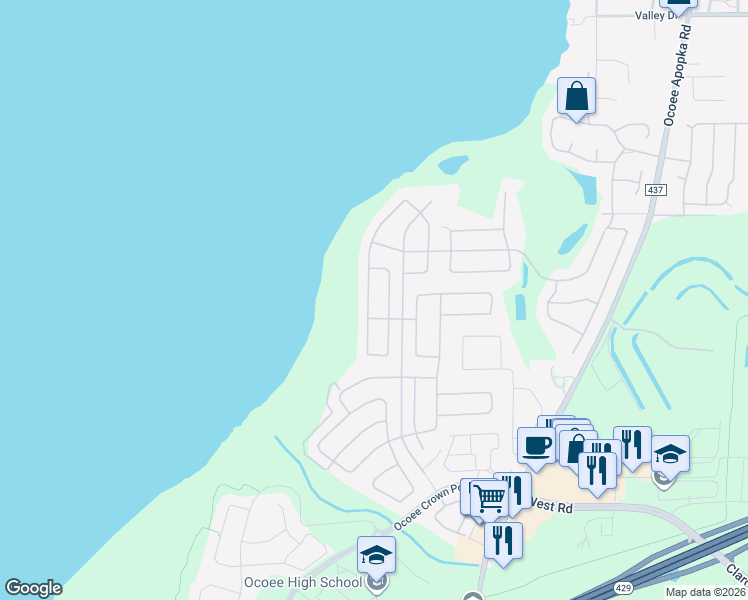 map of restaurants, bars, coffee shops, grocery stores, and more near 2830 Cardassi Drive in Ocoee