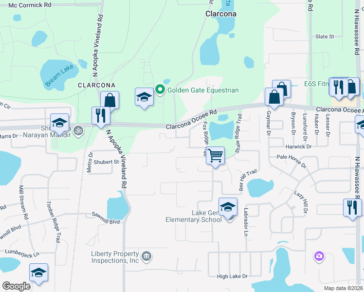 map of restaurants, bars, coffee shops, grocery stores, and more near 7813 Newlan Drive in Orlando