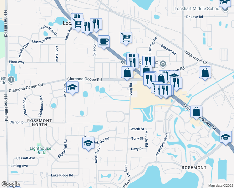 map of restaurants, bars, coffee shops, grocery stores, and more near 4471 Barbara Road in Orlando