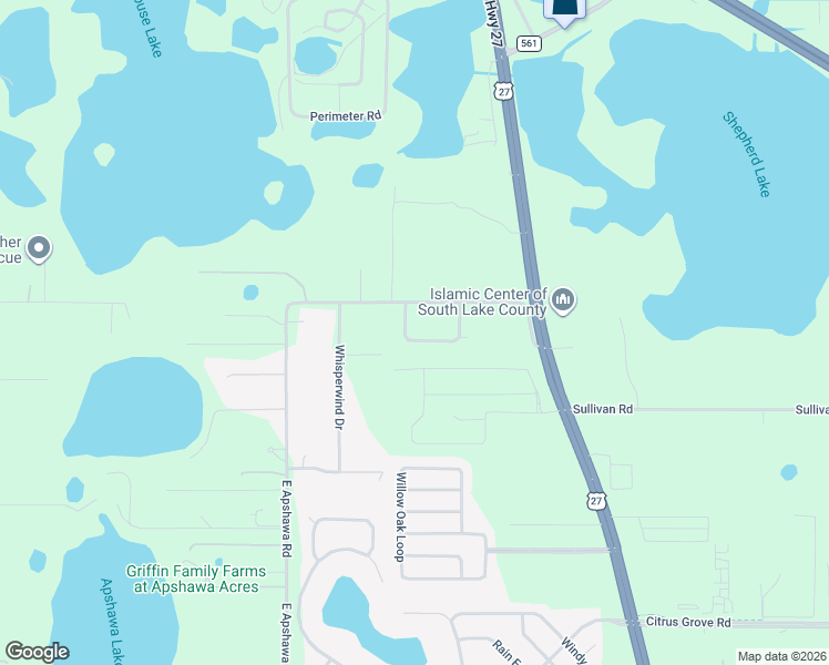 map of restaurants, bars, coffee shops, grocery stores, and more near 2329 Zaltana Circle in Minneola