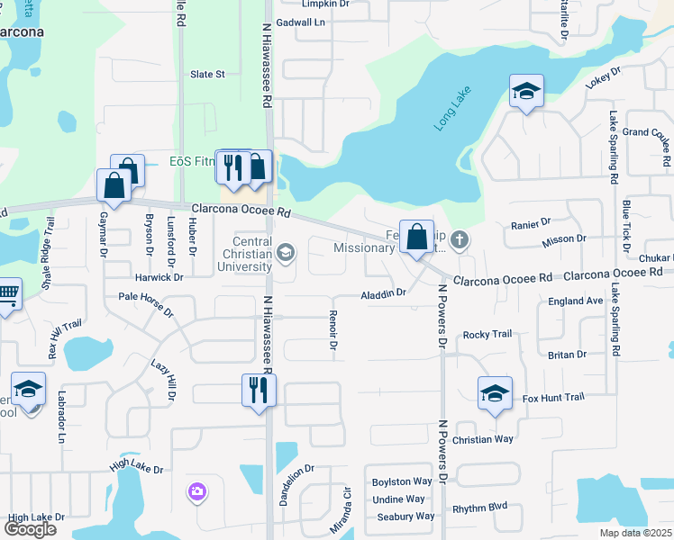 map of restaurants, bars, coffee shops, grocery stores, and more near 5555 Breckenridge Circle in Orlando