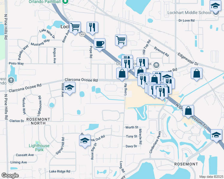 map of restaurants, bars, coffee shops, grocery stores, and more near 4471 Barbara Road in Orlando