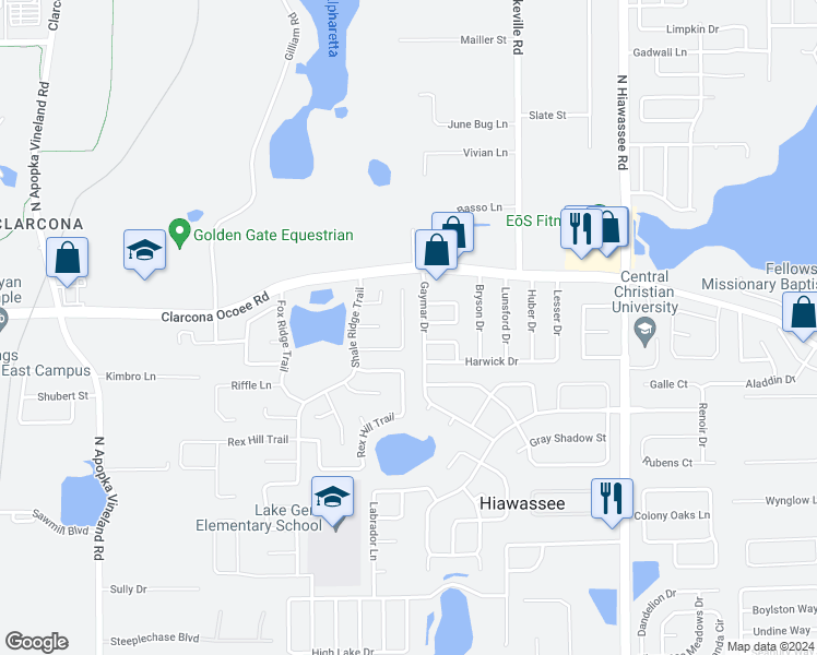 map of restaurants, bars, coffee shops, grocery stores, and more near 5517 Lochdale Drive in Orlando