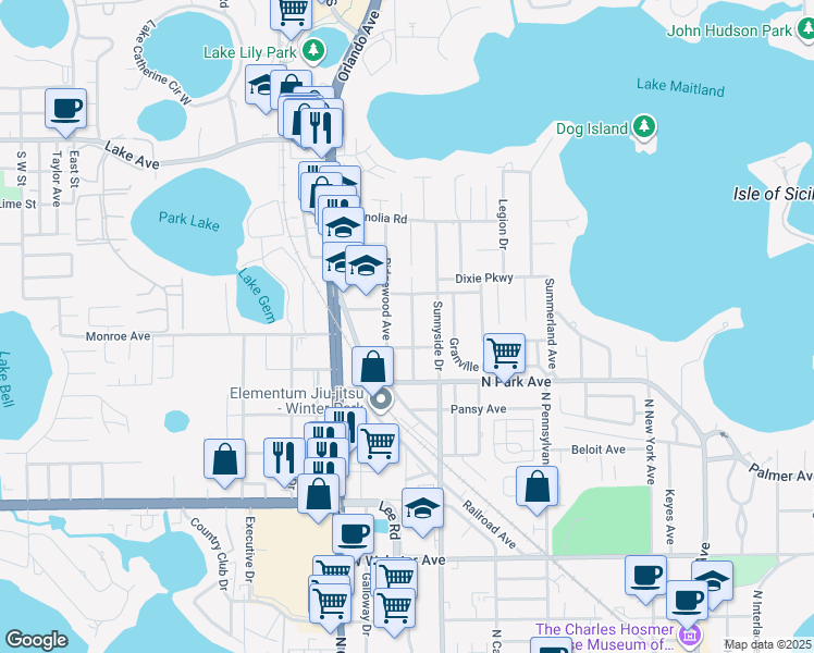 map of restaurants, bars, coffee shops, grocery stores, and more near 1775 Lyndale Boulevard in Maitland