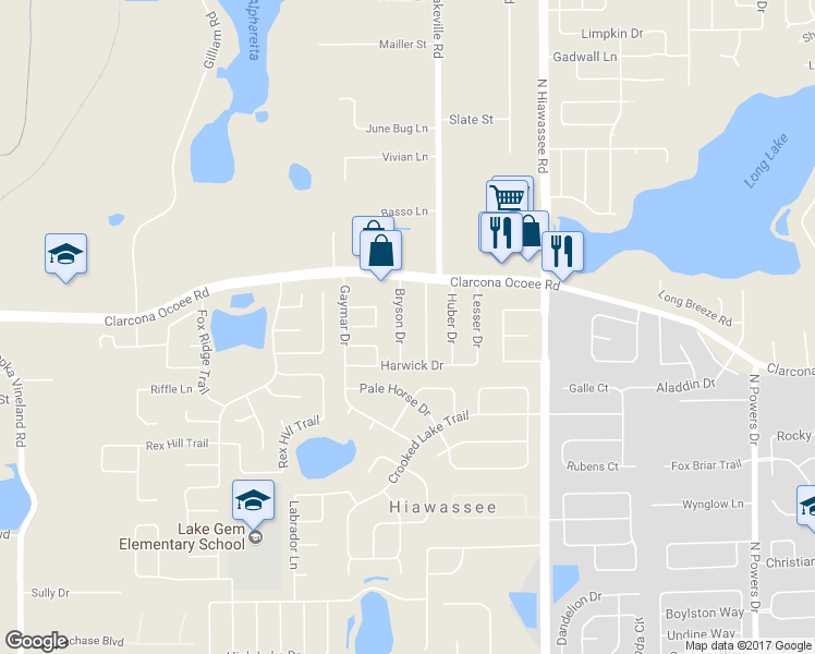 map of restaurants, bars, coffee shops, grocery stores, and more near 5607 Bryson Drive in Orlando